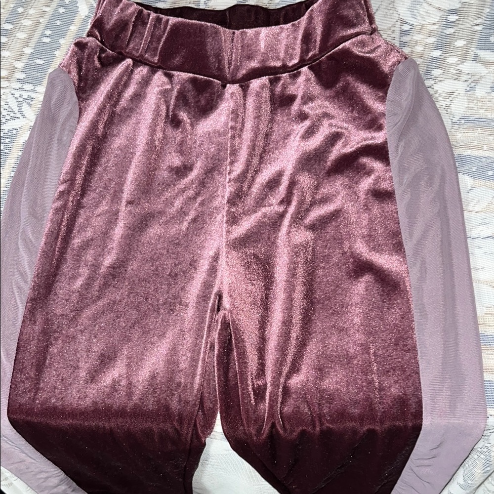 Velvet Womens Bottoms in Purple With See Through Sides